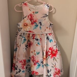 Girls' Pink Floral Pearl-Accent Party Dress By American Princess Size 4